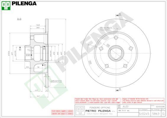 Pilenga 5863 Rear brake disc, non-ventilated 5863