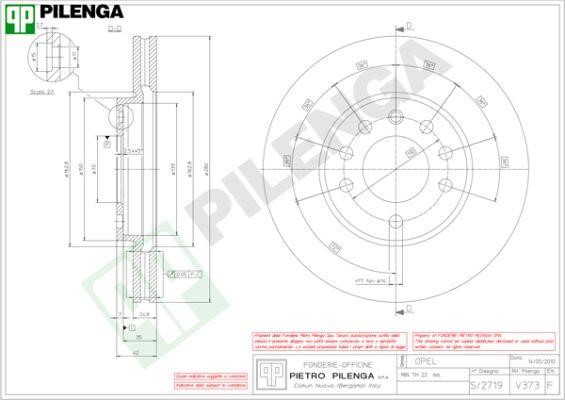 Pilenga V373 Front brake disc ventilated V373