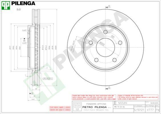 Pilenga V777 Front brake disc ventilated V777