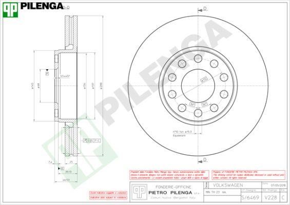 Pilenga V228 Front brake disc ventilated V228