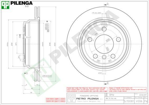 Pilenga V006 Rear ventilated brake disc V006
