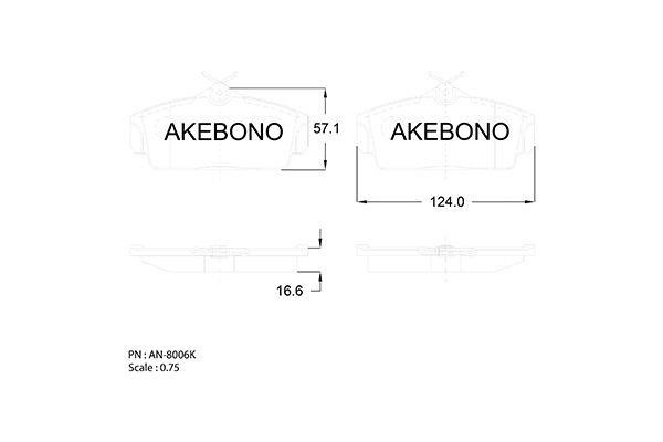 Akebono AN-8006K Brake Pad Set, disc brake AN8006K