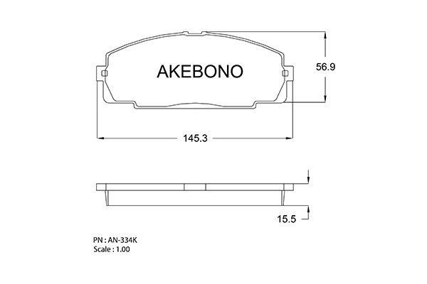 Akebono AN-334K Brake Pad Set, disc brake AN334K
