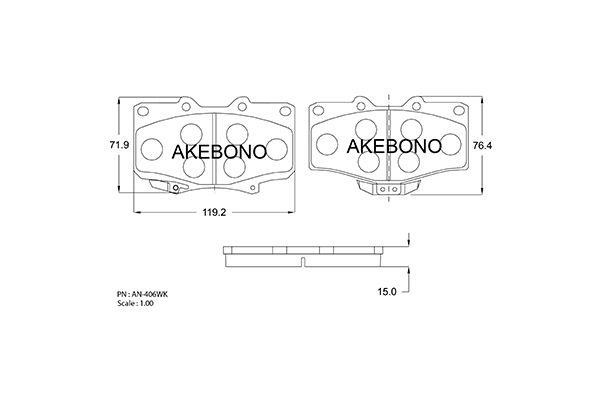 Akebono AN406WK Brake Pad Set, disc brake AN406WK