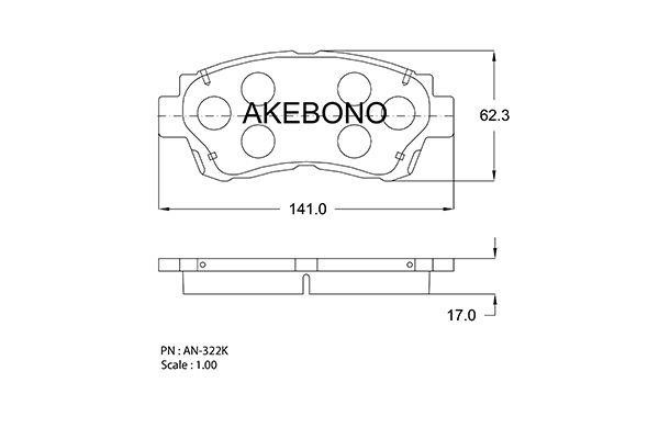 Akebono AN-322K Brake Pad Set, disc brake AN322K