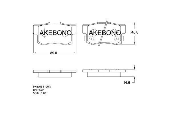 Akebono AN-310WK Brake Pad Set, disc brake AN310WK