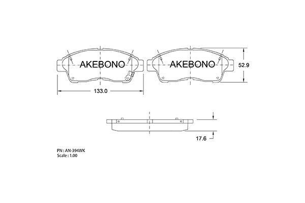 Akebono AN-394WK Brake Pad Set, disc brake AN394WK