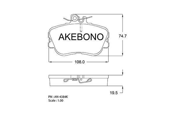 Akebono AN-4384K Brake Pad Set, disc brake AN4384K