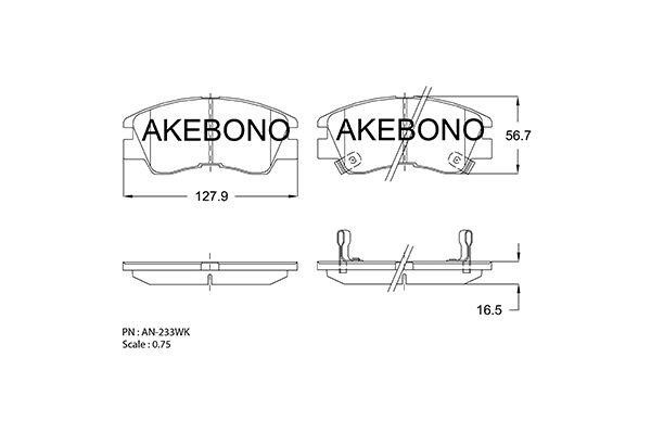Akebono AN-233WK Brake Pad Set, disc brake AN233WK