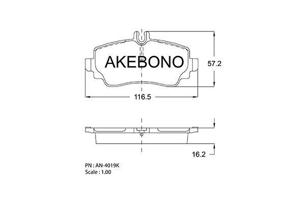 Akebono AN-4019K Brake Pad Set, disc brake AN4019K