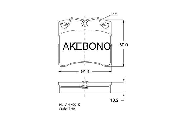 Akebono AN-4091K Brake Pad Set, disc brake AN4091K