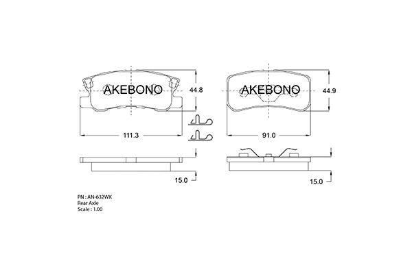 Akebono AN-632WK Brake Pad Set, disc brake AN632WK