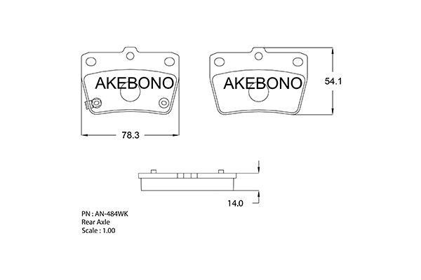 Akebono AN-484WK Brake Pad Set, disc brake AN484WK