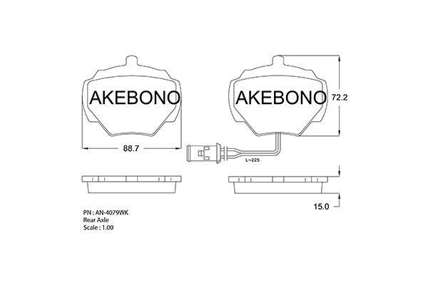 Akebono AN-4079WK Brake Pad Set, disc brake AN4079WK