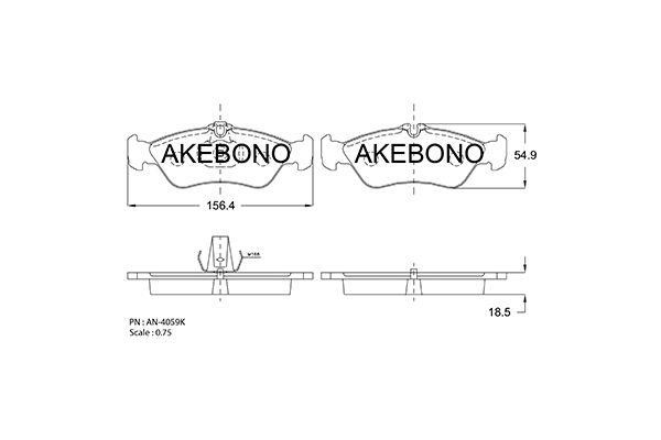 Akebono AN-4059K Brake Pad Set, disc brake AN4059K