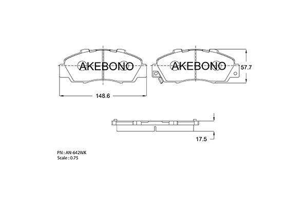 Akebono AN-642WK Brake Pad Set, disc brake AN642WK