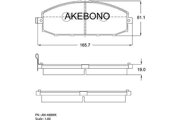 Akebono AN-488WK Brake Pad Set, disc brake AN488WK