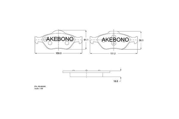 Akebono AN-8060K Brake Pad Set, disc brake AN8060K
