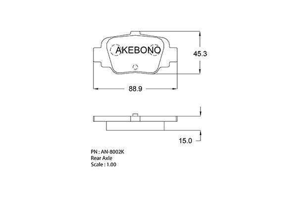 Akebono AN-8002K Brake Pad Set, disc brake AN8002K