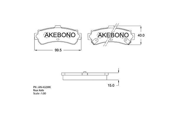 Akebono AN-432WK Brake Pad Set, disc brake AN432WK