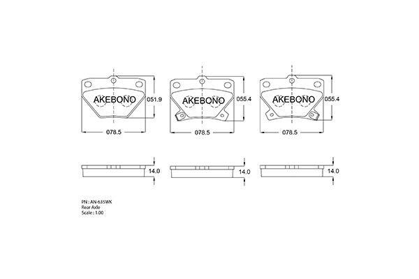 Akebono AN-635WK Brake Pad Set, disc brake AN635WK