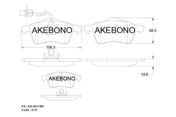 Akebono AN-4011WK Brake Pad Set, disc brake AN4011WK