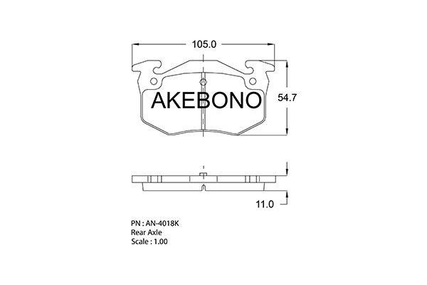 Akebono AN-4018K Brake Pad Set, disc brake AN4018K