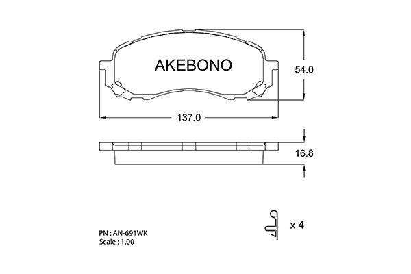 Akebono AN-691WK Brake Pad Set, disc brake AN691WK
