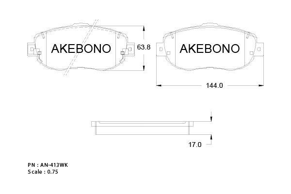 Akebono AN-413WK Brake Pad Set, disc brake AN413WK