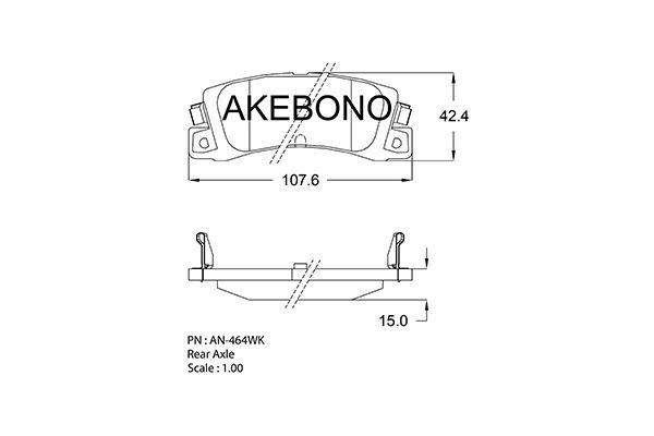 Akebono AN-464WK Brake Pad Set, disc brake AN464WK