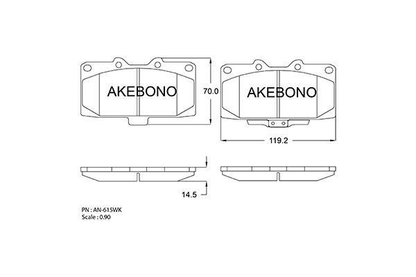 Akebono AN-615WK Brake Pad Set, disc brake AN615WK