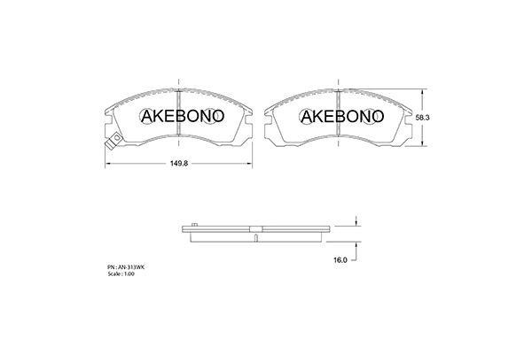 Akebono AN-313WK Brake Pad Set, disc brake AN313WK