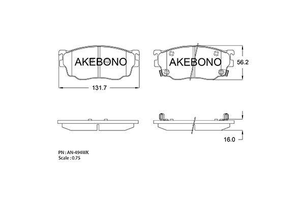 Akebono AN-494WK Brake Pad Set, disc brake AN494WK