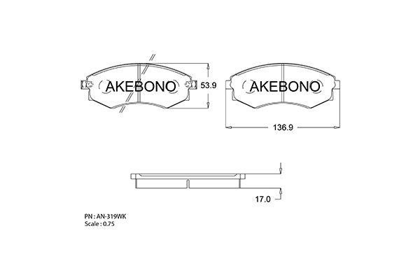 Akebono AN-319WK Brake Pad Set, disc brake AN319WK