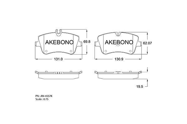 Akebono AN-4557K Brake Pad Set, disc brake AN4557K
