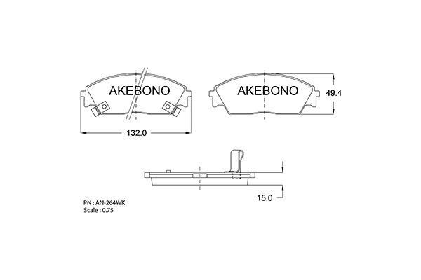 Akebono AN-264WK Brake Pad Set, disc brake AN264WK