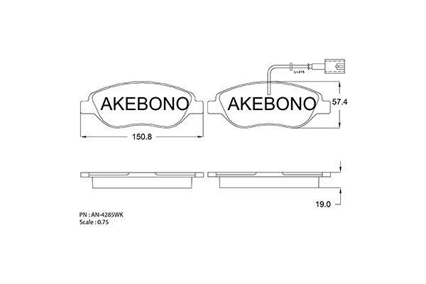 Akebono AN-4285WK Brake Pad Set, disc brake AN4285WK