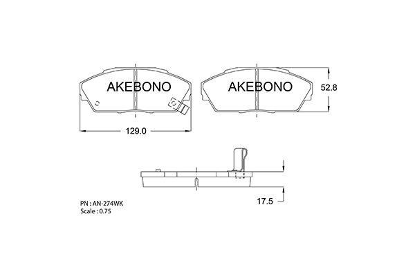 Akebono AN274WK Brake Pad Set, disc brake AN274WK