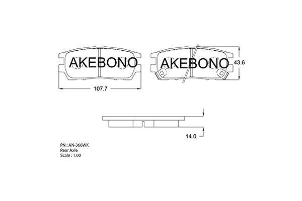 Akebono AN-366WK Brake Pad Set, disc brake AN366WK