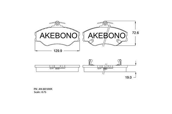 Akebono AN-8018WK Brake Pad Set, disc brake AN8018WK