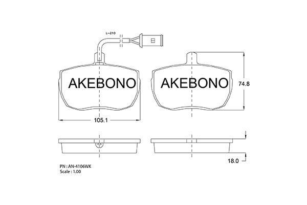Akebono AN-4106WK Brake Pad Set, disc brake AN4106WK