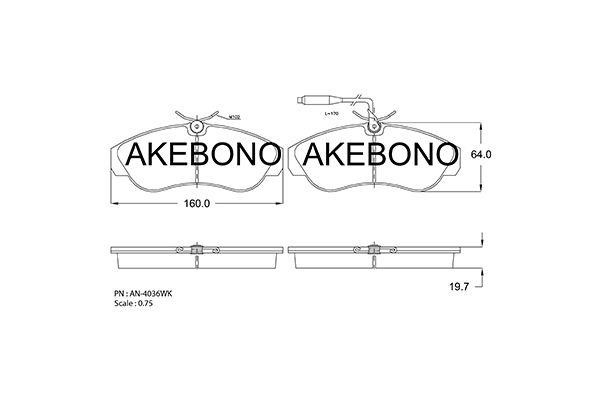 Akebono AN-4063WK Brake Pad Set, disc brake AN4063WK