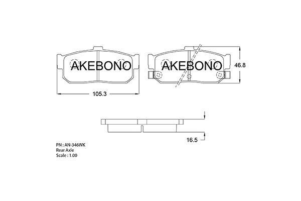 Akebono AN-346WK Brake Pad Set, disc brake AN346WK