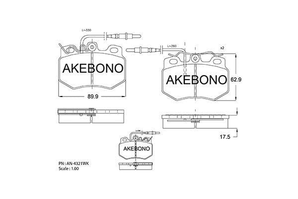 Akebono AN-4321WK Brake Pad Set, disc brake AN4321WK
