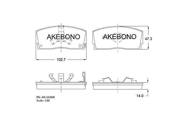 Akebono AN-243WK Brake Pad Set, disc brake AN243WK