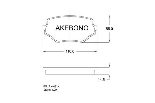 Akebono AN-451K Brake Pad Set, disc brake AN451K