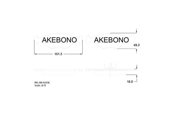 Akebono AN-4331K Brake Pad Set, disc brake AN4331K
