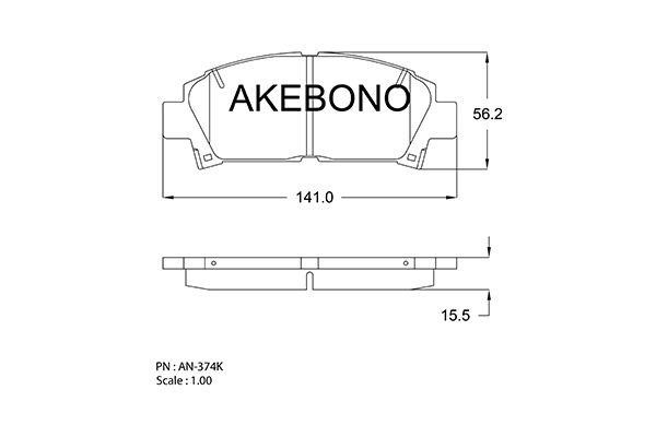 Akebono AN-374K Brake Pad Set, disc brake AN374K