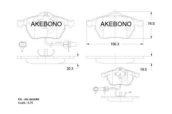 Akebono AN-4434WKE Brake Pad Set, disc brake AN4434WKE