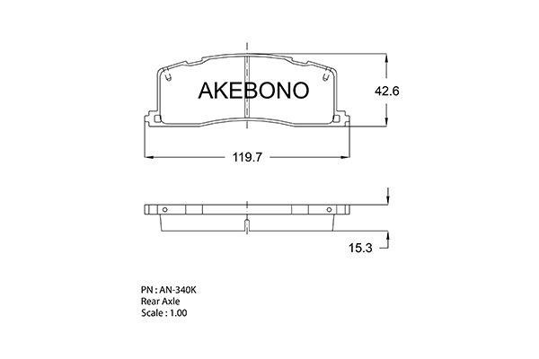 Akebono AN-340K Brake Pad Set, disc brake AN340K